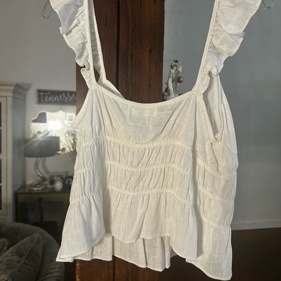 Dickies White Ruffle Strap Top - Picture 2 of 3